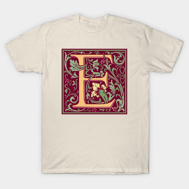 William Morris Vintage Letter E T-Shirt by MatchbookGraphics